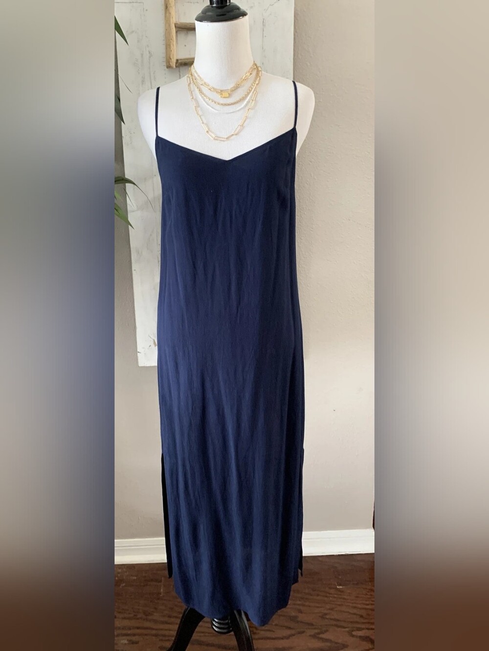 Navy Spaghetti Strap Slip Dress - Women's